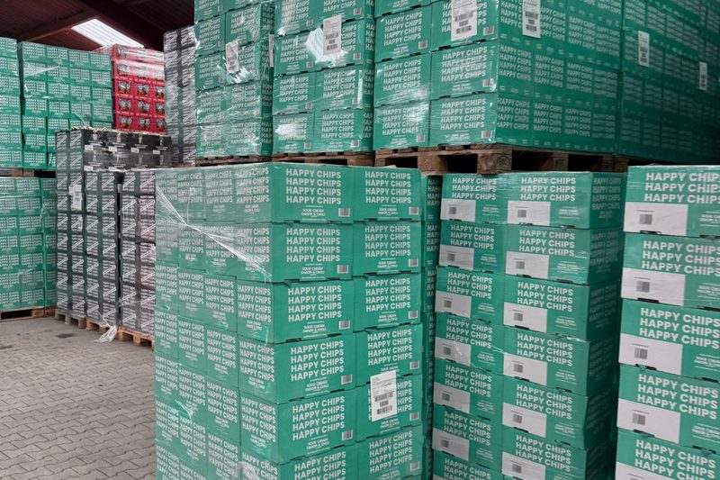 Pallet di patatine nel magazzino di Firma Reinders